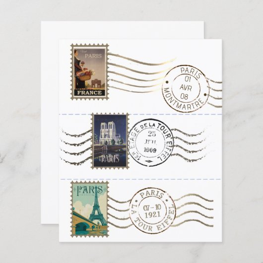 ヴィンテージ旅行のポスター切手と切手フランスの切手 (正面/裏面)