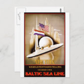 ヴィンテージ旅行のポスター：バルト海線ニューヨーク ポストカード (正面/裏面)