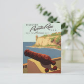 ヴィンテージ旅行のポスター、プエルトリコを発見！ ポストカード (スタンド正面)