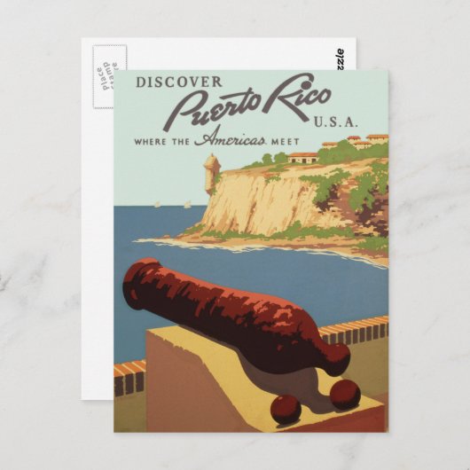 ヴィンテージ旅行のポスター、プエルトリコを発見！ ポストカード (正面/裏面)