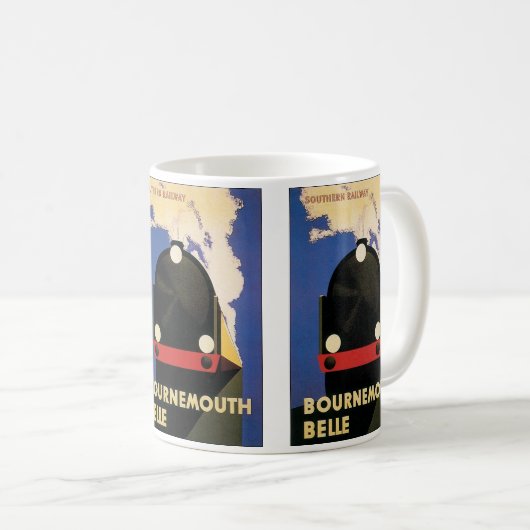 ヴィンテージ旅行のポスター、ボーンマス・ベルトレイン コーヒーマグカップ (正面右)