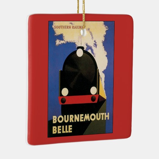 ヴィンテージ旅行のポスター、ボーンマス・ベルトレイン セラミックオーナメント (右)