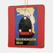 ヴィンテージ旅行のポスター、ボーンマス・ベルトレイン セラミックオーナメント (左)