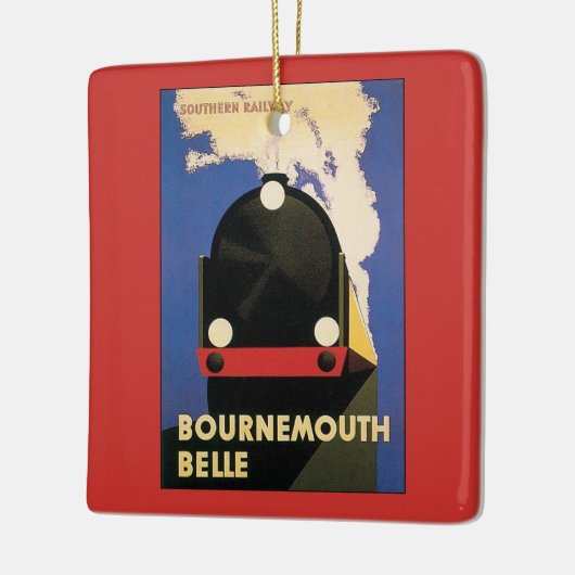 ヴィンテージ旅行のポスター、ボーンマス・ベルトレイン セラミックオーナメント (左)