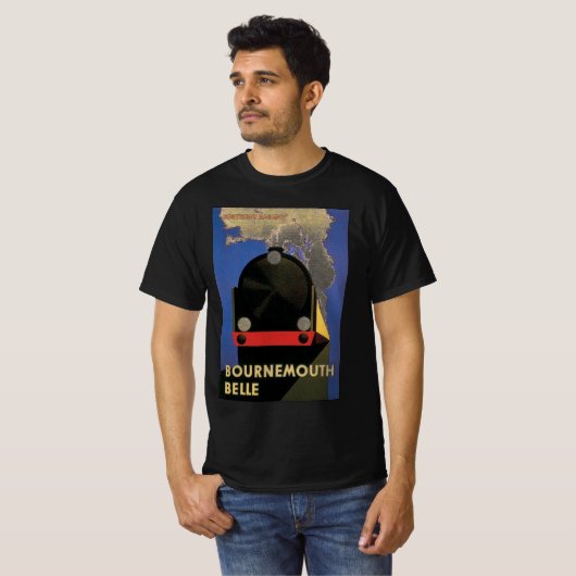 ヴィンテージ旅行のポスター、ボーンマス・ベルトレイン Tシャツ (正面フル)