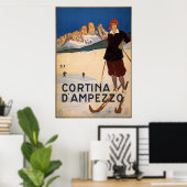 ヴィンテージ旅行のポスター – Cortina d'Amperzzo ポスター (ホームオフィス)