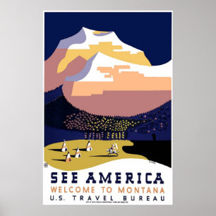 ヴィンテージ旅行のポスター, See America Montana ポスター