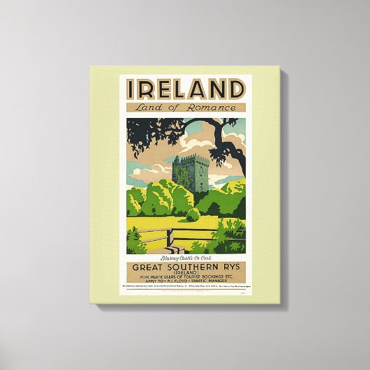 ヴィンテージ旅行のポスターIreland Blarney城 キャンバスプリント (正面)