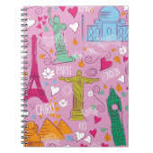 ヴィンテージ旅行の場所パターン ノートブック (正面)