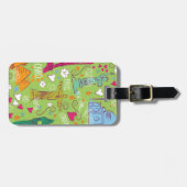 ヴィンテージ旅行の場所パターン ラゲッジタグ (正面横)