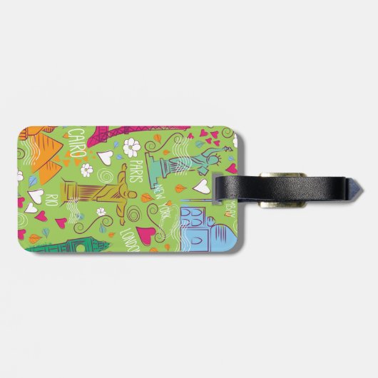 ヴィンテージ旅行の場所パターン ラゲッジタグ (裏面横)