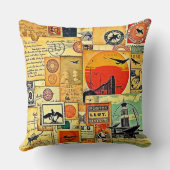 ヴィンテージ旅行はがきアート クッション (裏面)