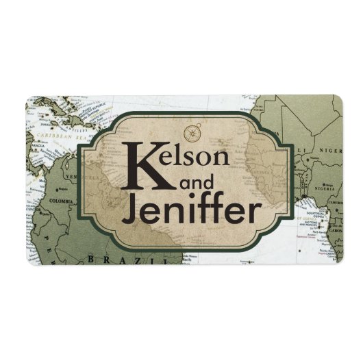 ヴィンテージ旅行をテーマにしたウェディングラベル ラベル (正面)