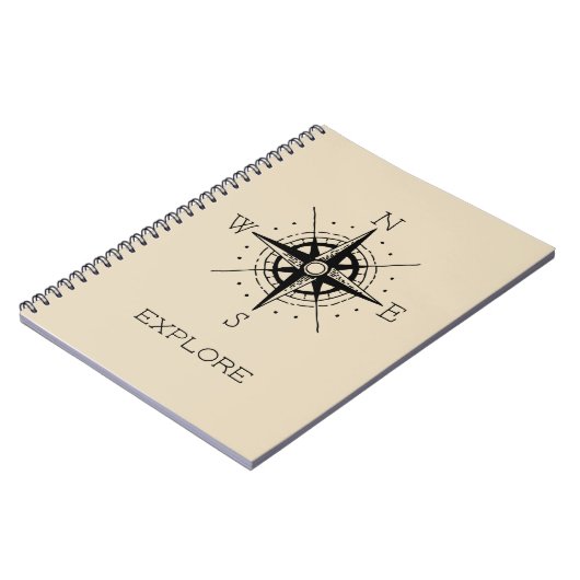 ヴィンテージ旅行をテーマにしたコンパスを探索 ノートブック (左側)