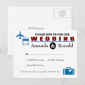 ヴィンテージ旅行をテーマにした結婚式RSVPポストカード インビテーションポストカード (正面/裏面)