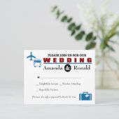 ヴィンテージ旅行をテーマにした結婚式RSVPポストカード インビテーションポストカード (スタンド正面)