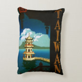 ヴィンテージ旅行アジア、台湾のパゴダ段塔 アクセントクッション (裏面(縦))