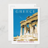 ヴィンテージ旅行アテネギリシャ・パルテノン寺院 シーズンポストカード (正面/裏面)