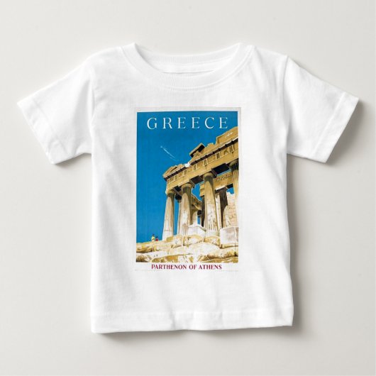ヴィンテージ旅行アテネギリシャ・パルテノン寺院 ベビーTシャツ (正面)