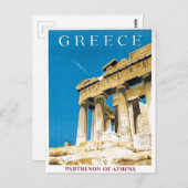 ヴィンテージ旅行アテネギリシャ・パルテノン寺院 ポストカード (正面/裏面)