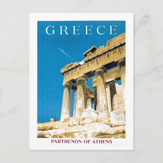 ヴィンテージ旅行アテネギリシャ・パルテノン寺院 ポストカード (正面)
