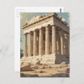 ヴィンテージ旅行アテネギリシャ・パルテノン寺院 ポストカード (正面/裏面)