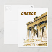 ヴィンテージ旅行アテネギリシャ・パルテノン寺院 ポストカード (正面/裏面)