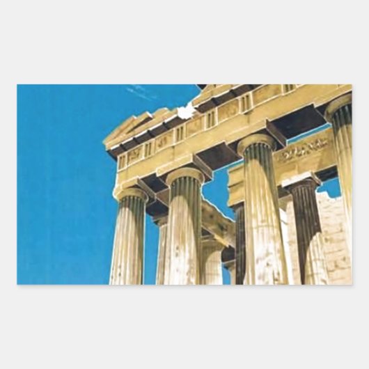 ヴィンテージ旅行アテネギリシャ・パルテノン寺院 長方形シール (正面)