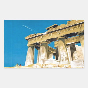 ヴィンテージ旅行アテネギリシャ・パルテノン寺院 長方形シール
