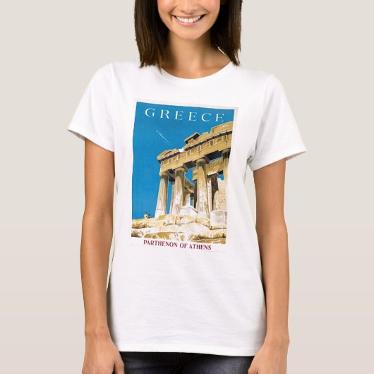 ヴィンテージ旅行アテネギリシャ・パルテノン寺院 Tシャツ (正面)