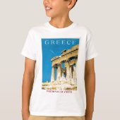 ヴィンテージ旅行アテネギリシャ・パルテノン寺院 Tシャツ (正面)