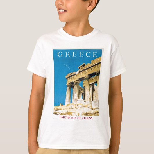 ヴィンテージ旅行アテネギリシャ・パルテノン寺院 Tシャツ (正面)