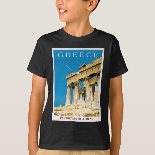 ヴィンテージ旅行アテネギリシャ・パルテノン寺院 Tシャツ (正面)