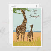 ヴィンテージ旅行アフリカタンザニアサファリ ポストカード (正面/裏面)