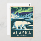 ヴィンテージ旅行アラスカ北部ライトポーラーベア ポストカード (正面/裏面)