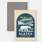 ヴィンテージ旅行アラスカ北部ライトポーラーベア マグネット (正面/裏面)