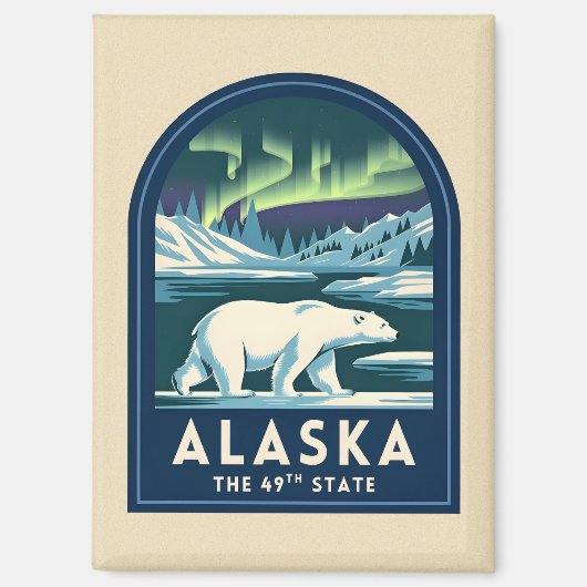 ヴィンテージ旅行アラスカ北部ライトポーラーベア マグネット (正面)