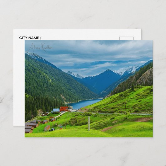 ヴィンテージ旅行アルマティカザフスタンのシティバケーション ポストカード (正面/裏面)