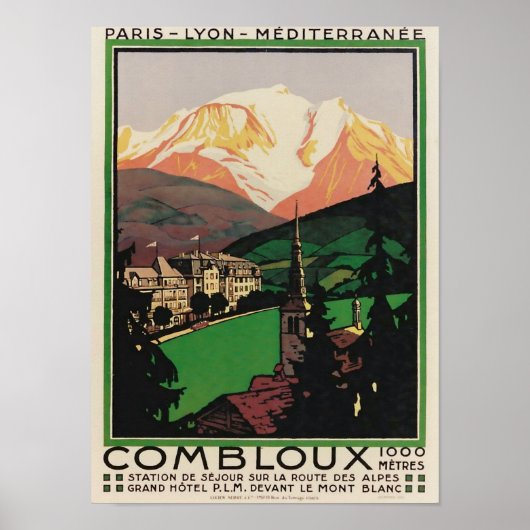 ヴィンテージ旅行アールデコポスターCombloux，フランス ポスター (正面)