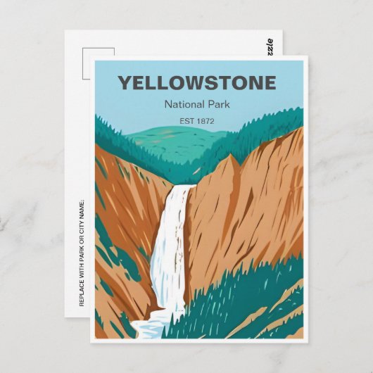 ヴィンテージ旅行イエローストーン国立公園ワイオミング ポストカード (正面/裏面)