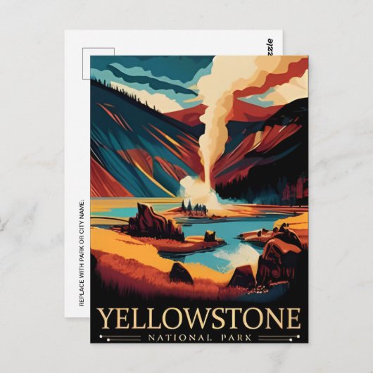 ヴィンテージ旅行イエローストーン国立公園ワイオミング ポストカード (正面/裏面)