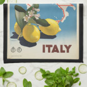 ヴィンテージ旅行イタリアの地図とレモン キッチンタオル (折り畳み)