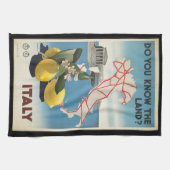 ヴィンテージ旅行イタリアの地図とレモン キッチンタオル (横)