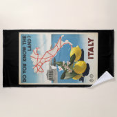 ヴィンテージ旅行イタリアの地図とレモン ビーチタオル (正面)