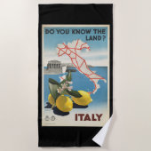 ヴィンテージ旅行イタリアの地図とレモン ビーチタオル (正面)