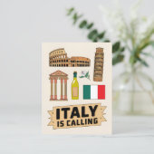 ヴィンテージ旅行イタリア象徴的な国家シンボルレトロ ポストカード (スタンド正面)