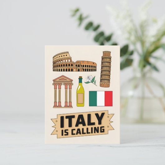 ヴィンテージ旅行イタリア象徴的な国家シンボルレトロ ポストカード (スタンド正面)