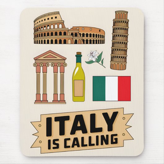 ヴィンテージ旅行イタリア象徴的な国家シンボルレトロ マウスパッド (正面)