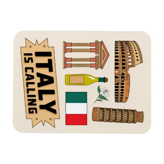 ヴィンテージ旅行イタリア象徴的な国家シンボルレトロ マグネット (横)