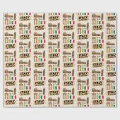 ヴィンテージ旅行イタリア象徴的シンボル ラッピングペーパー (フラット)